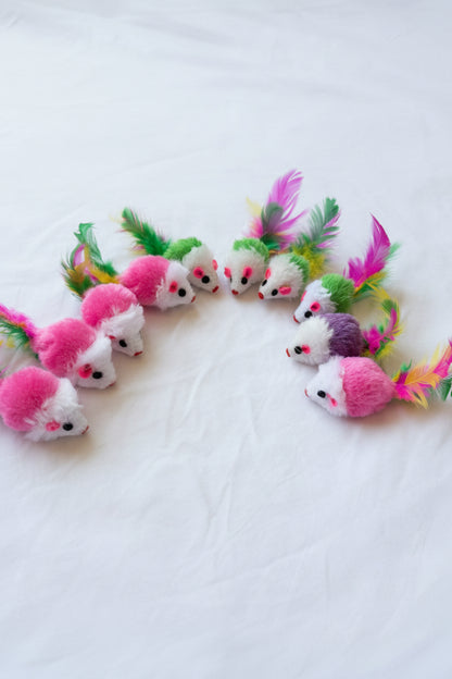 Cat Feather Mice (10-Pack), Chase and Pounce Enrichment Set